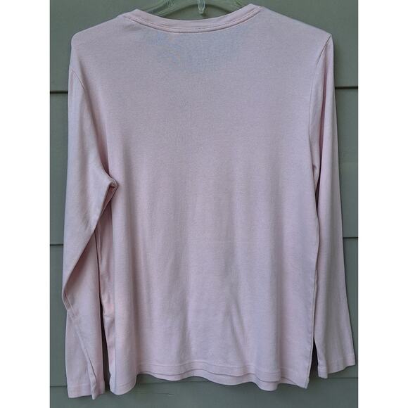 Chico's 100% Cotton Long Sleeves Basic T shirt Top Pink Size 2 = L Minimalist - Picture 3 of 7
